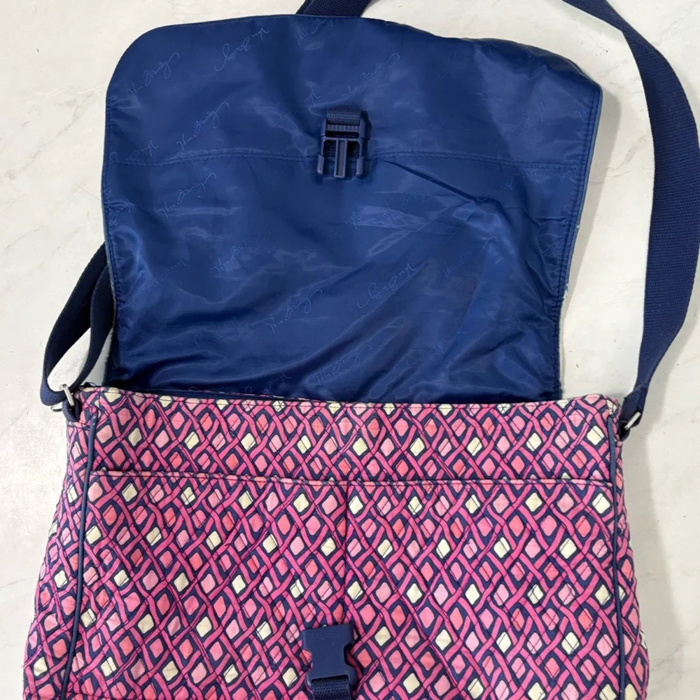 Vera Bradley Katalina Pink Diamonds Messenger Laptop Bag Travel Preppy
